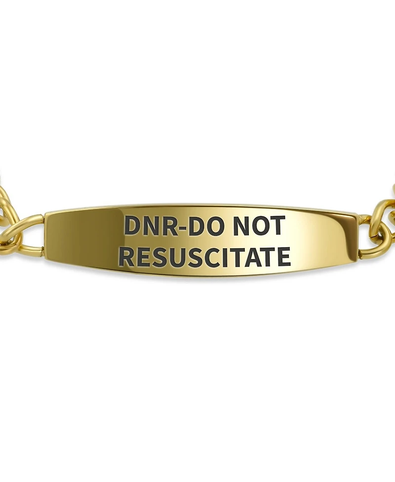 Bling Jewelry Dnr-Do Not Resuscitate Identification Medical Id Miami Cuban Link Chain Bracelet Gold 2 Tone Steel