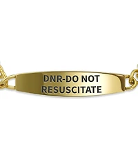 Bling Jewelry Dnr-Do Not Resuscitate Identification Medical Id Miami Cuban Link Chain Bracelet Gold 2 Tone Steel