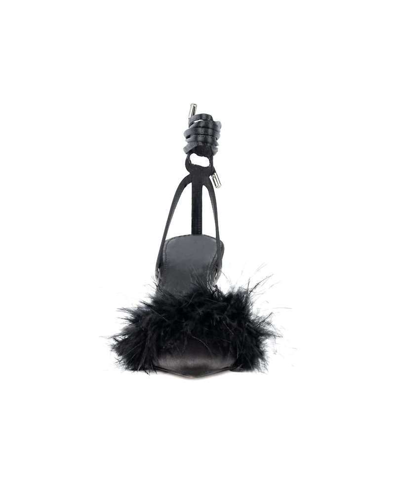 Womens Saylor- Faux Feather Heel Sandal