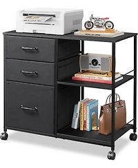 3 Drawer Mobile File Cabinet, Rolling Printer Stand with Open Storage Shelf, Fabric Lateral Filing Cabinet fits A4 or Letter Size for Home Office