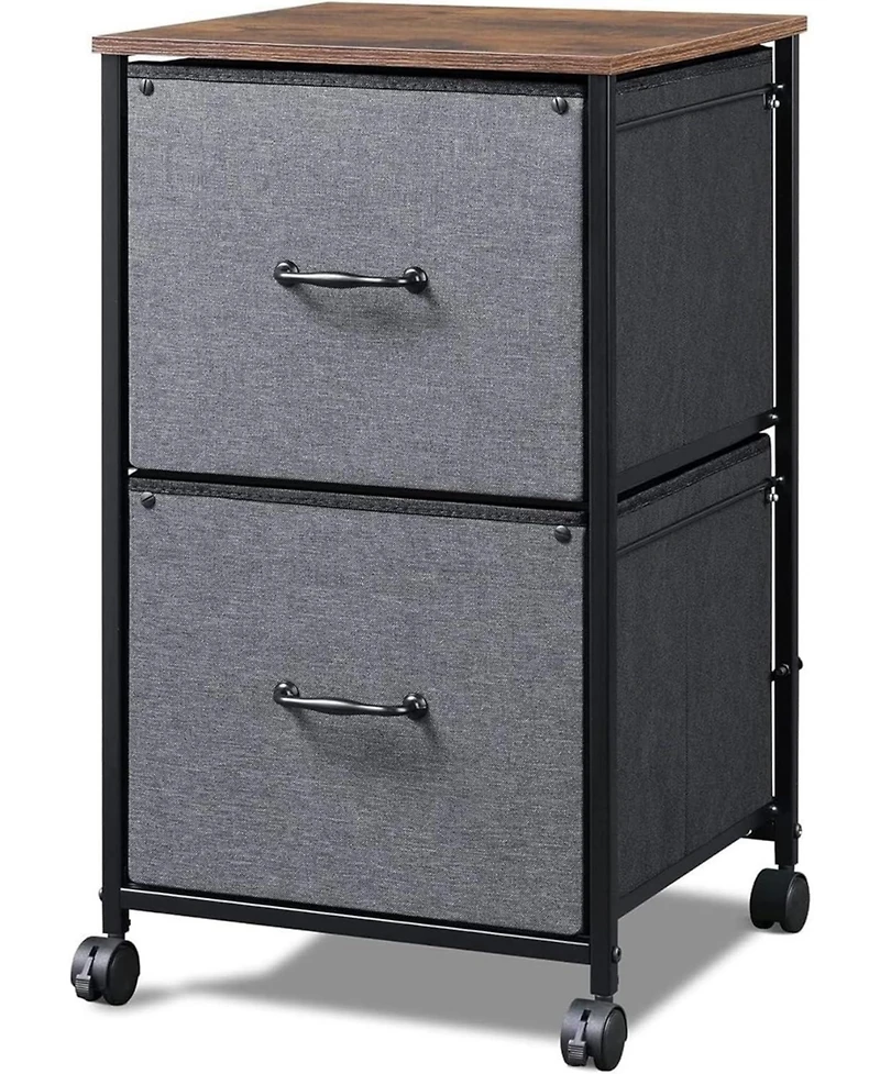 2 Drawer Mobile File Cabinet, Rolling Printer Stand, Fabric Vertical Filing Cabinet fits A4 or Letter Size for Home Office