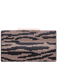 Nina Zebra Print Crystal Curved Minaudiere Clutch