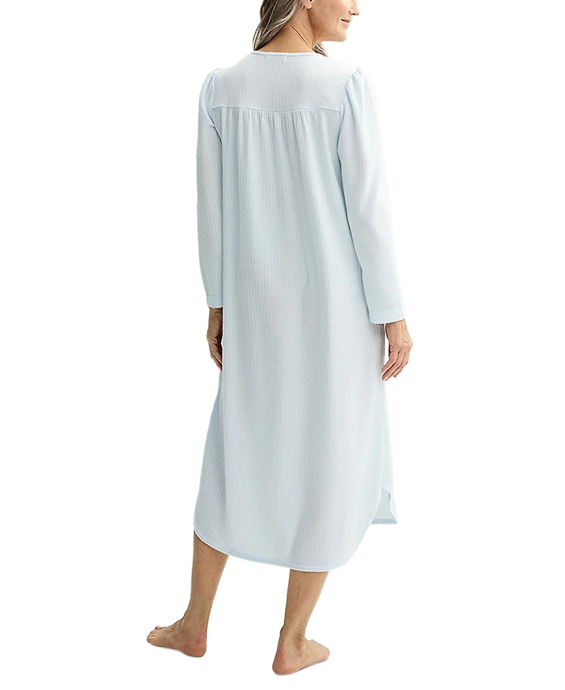 Miss Elaine Women's Embroidered Honeycomb Knit Nightgown
