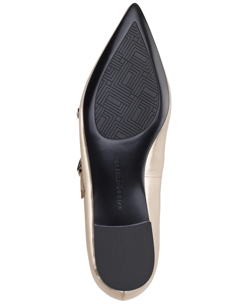 Karl Lagerfeld Paris Women's Veyda Mary Jane Pointed Toe Flats
