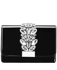 Nina Crystal Embellished Patent Flap Clutch
