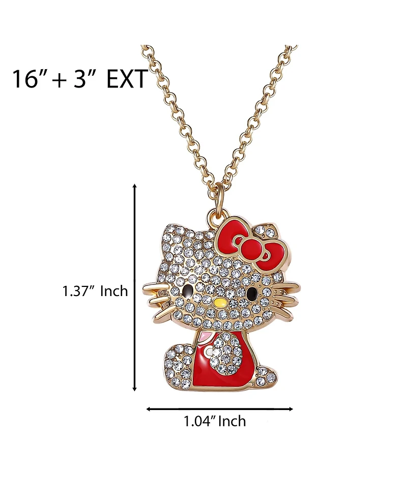 Hello Kitty Sanrio Crystal Pendant Necklace - Gold-Tone with Colorful Enamel Accents
