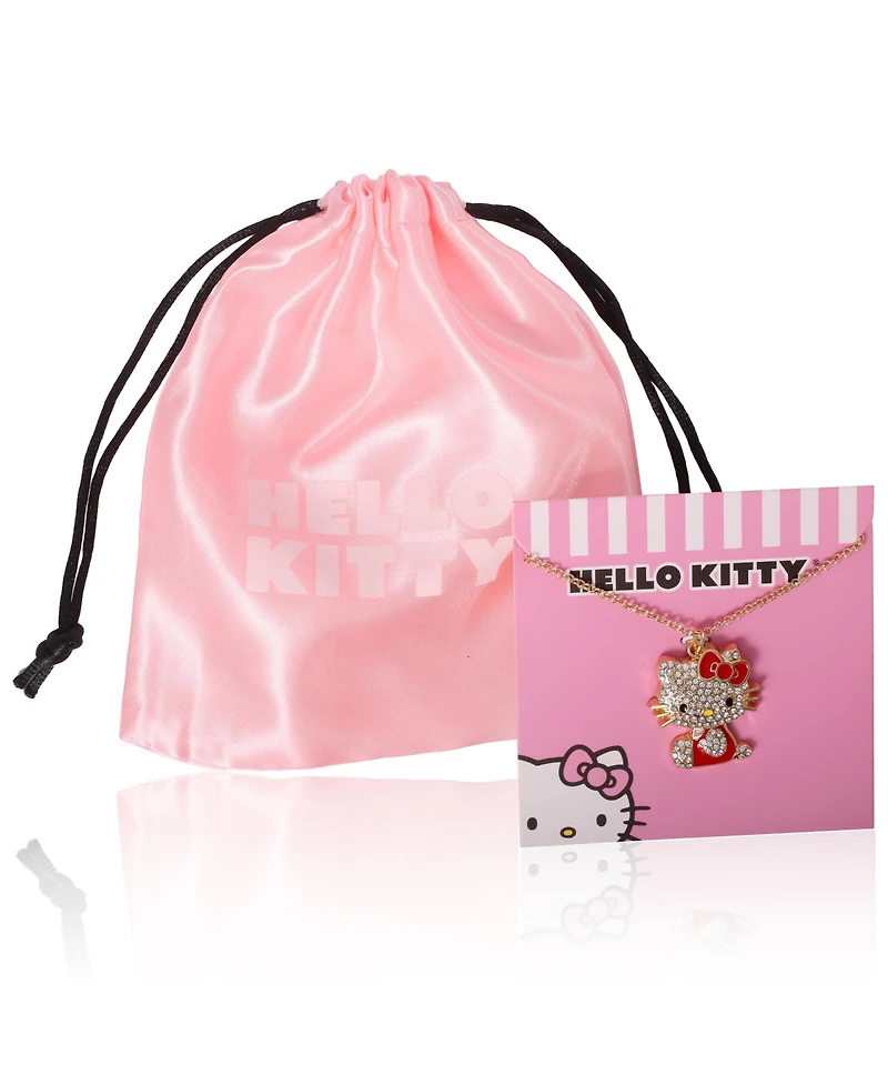 Hello Kitty Sanrio Crystal Pendant Necklace - Gold-Tone with Colorful Enamel Accents