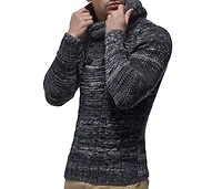 Leif Nelson Men's Knit Hoodie Sweater with Button Accents – Cable Design