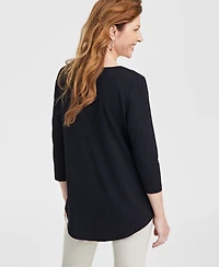 Jm Collection Women's 3/4-Sleeve Scoop Neck Top