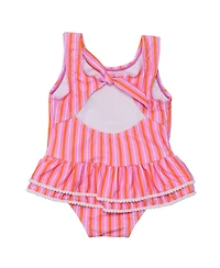 Snapper Rock Baby Girls Stripy Sunset Sustainable Skirt Swimsuit
