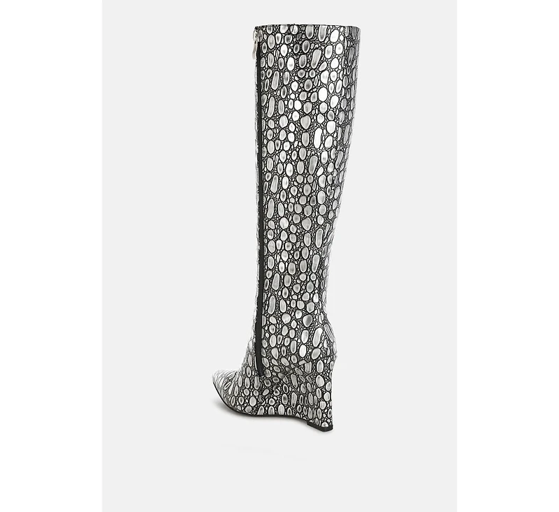 Bar Zone Tear Shaped Faux Leather Boots