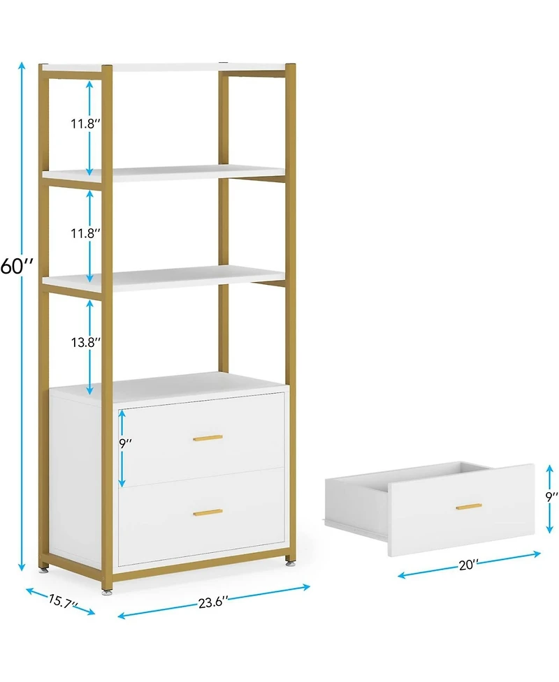 Tribesigns Bookcase, 4-Tier Bookshelf with 2 Drawers