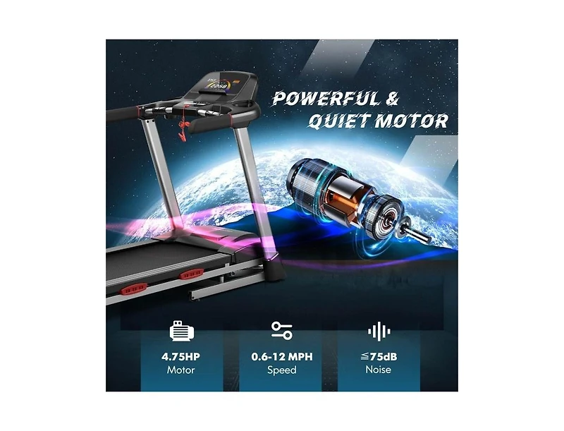 4.75 Hp Folding Treadmill with Auto Incline and 20 Preset Programs