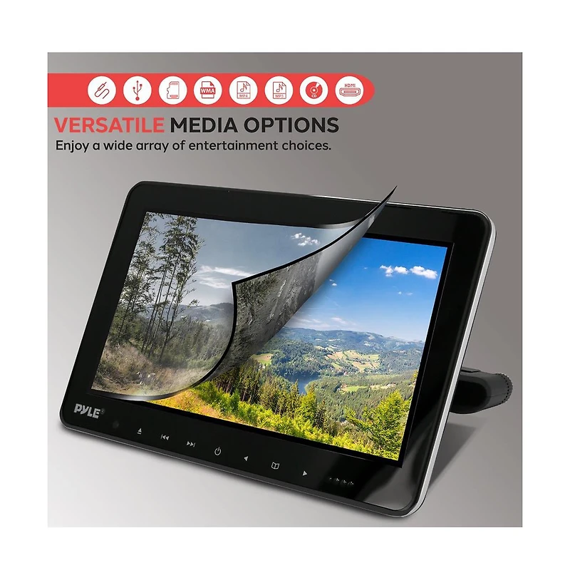 Pyle 10.5'' Car Headrest Dvd Player, Hdmi, Usb, Sd, Fm Transmitter