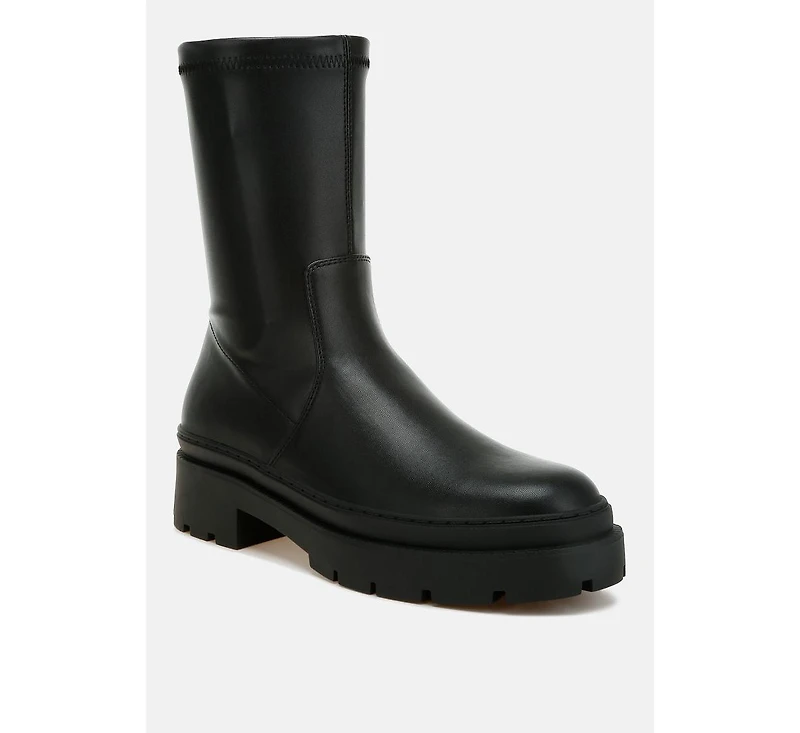 Carmit Chunky Faux Leather Calf Boots