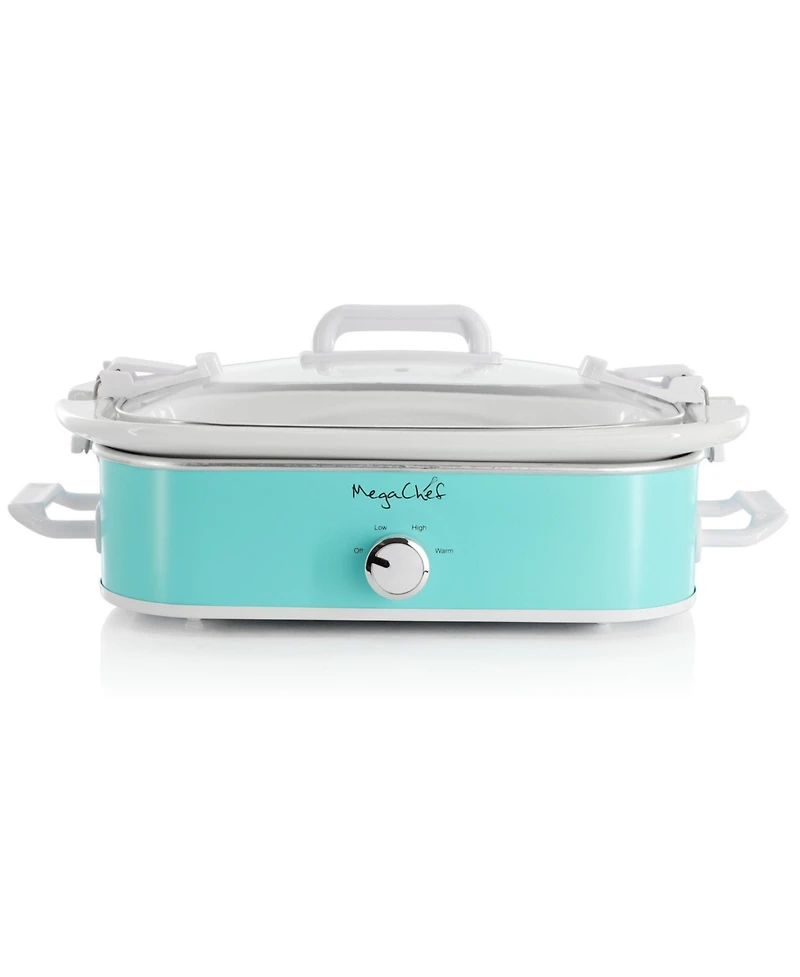 MegaChef 3.5 Quart Casserole Slow Cooker with 3 Temperature Settings in Turquoise