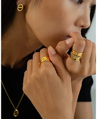 Sterling Silver 18k Gold Plated Fiona Thin Hammered Band Ring Size 7 – Textured Summer Band, Stackable, Everyday Style