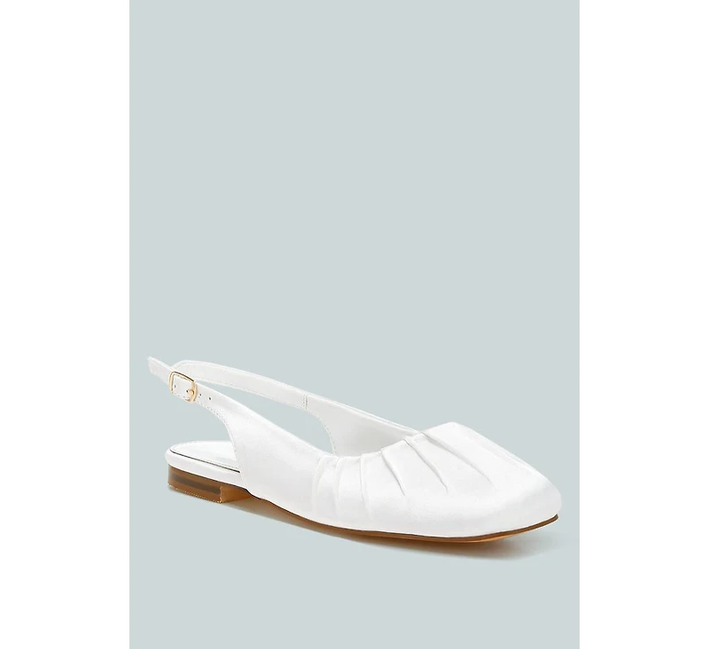 Cheeni Satin Square Toe Flat Slingbacks