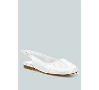 Cheeni Satin Square Toe Flat Slingbacks