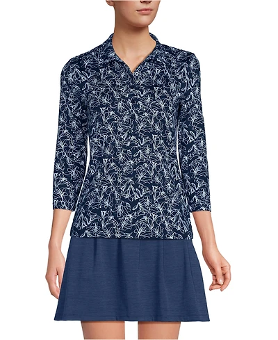 Lands' End Women's 3/4 Sleeve Active Polo Shirt