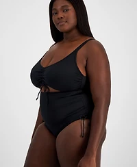 Salt + Cove Trendy Plus Ribbed Cutout One-Piece Swimsuit, Created for Macy's