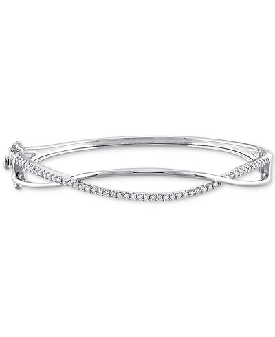 Moissanite Crossover Bangle Bracelet (1/2 ct. t.w.) in Sterling Silver