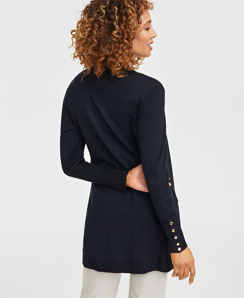 Jm Collection Women's Button-Sleeve Flyaway Cardigan Sweater