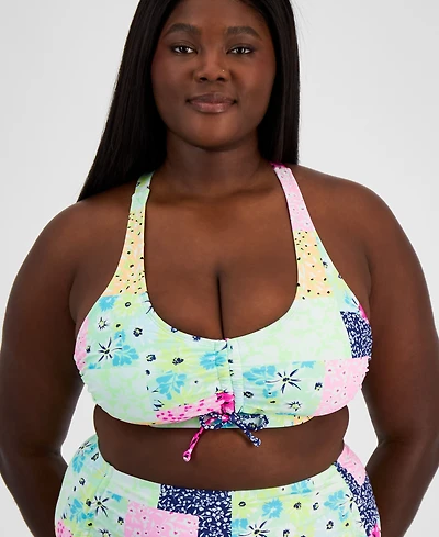 Salt + Cove Plus Patchwork Bikini Top, Created for Macy's