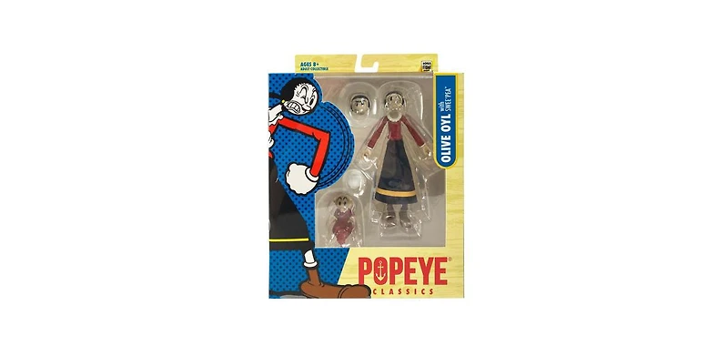 Boss Fight Studio Olive Oyl Popeye Classics Wave 1 Action Figure – Highly Articulated Figurine with Accessories Including Swee Pea, Fabric Skir
