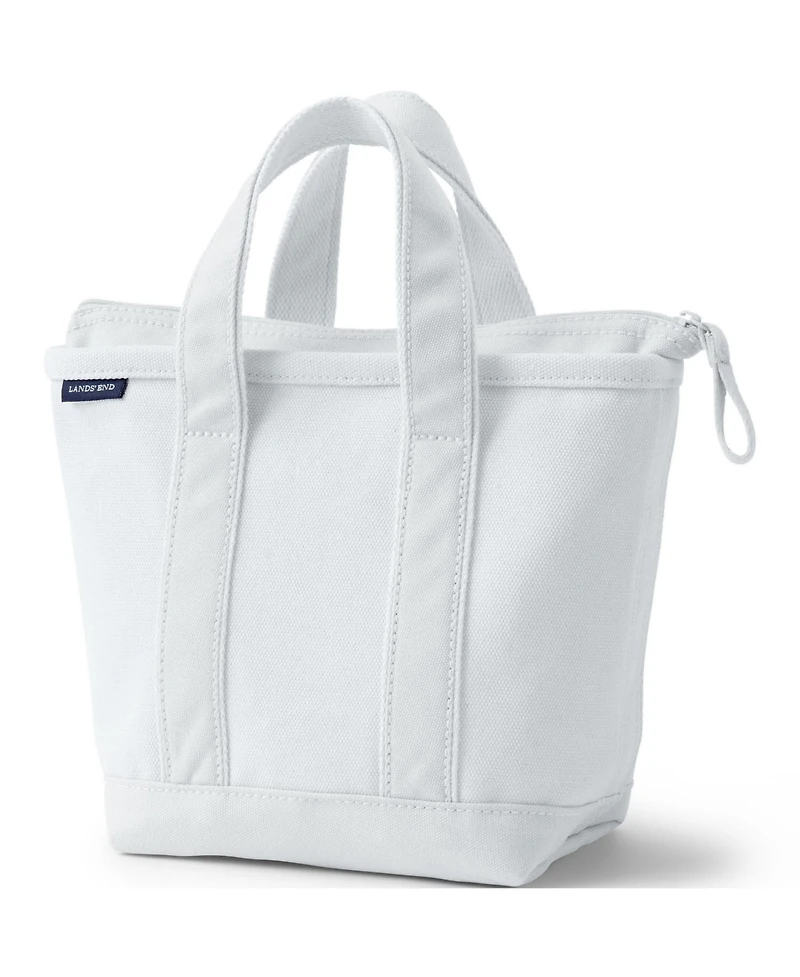 Lands' End Small Solid Color Zip Top Canvas Tote Bag