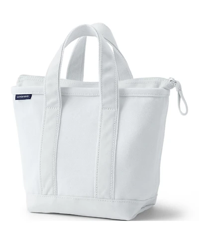 Lands' End Small Solid Color Zip Top Canvas Tote Bag