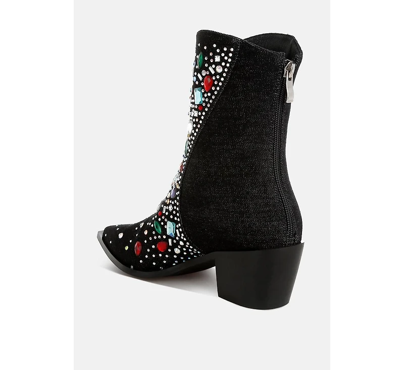 Starlit Multi Color Stones Embellished Boots