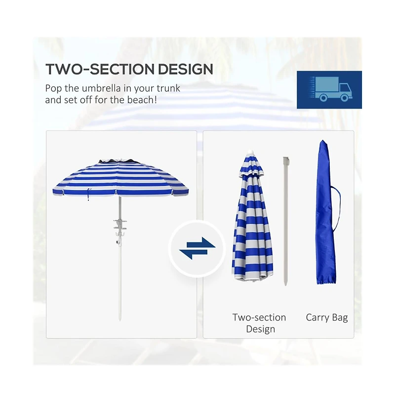 Slickblue Outdoor Beach Umbrella - Portable Sunshade for Beach, Patio, and Backyard Relaxation