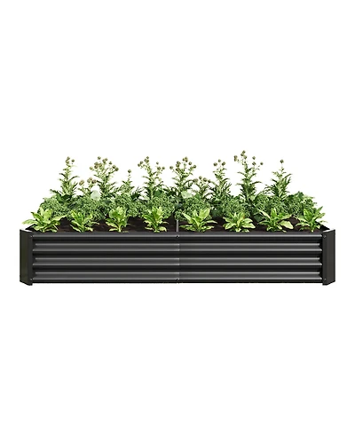Slickblue Metal Raised Garden Bed for Outdoor Plants, Vegetables, and Flowers - Rectangular Planter