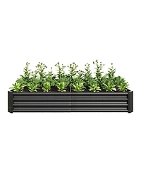 Slickblue Metal Raised Garden Bed for Outdoor Plants, Vegetables, and Flowers - Rectangular Planter
