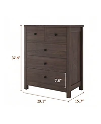 Chest Of Drawers With 5 Drawers, Wood Dresser Organizer With Metal Handle, Modern Dresser For Bedroom, Living Room,Entryway, Hallway, Home Office,, An