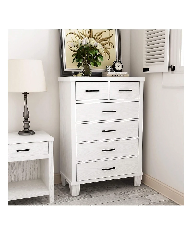 gaomon Dresser For Bedroom, 6 Drawer Dresser With Metal Handles,Chest Of Drawers Closet Organizers And Storage Clothes, Wood Drawer Dresser For Closet