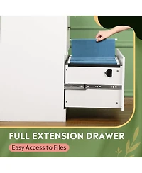 2-Drawer Wood Lateral File Cabinet with Lock for Home Office, White