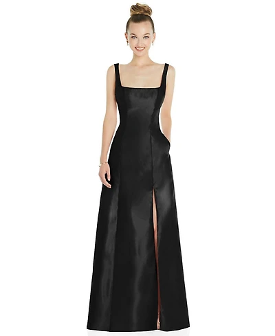 Alfred Sung Women's Sleeveless Square-Neck Princess Line Gown with Pockets