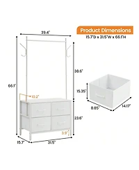 gaomon Clothing Rack With 4/6 Drawers, Freestanding Closet Organizer, Clothes Stand Dresser With Steel Frame & Wooden Top, Tall Closet Storage Organiz