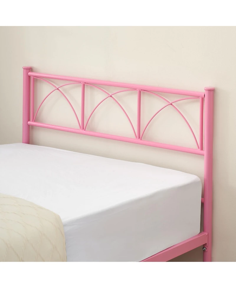 gaomon Metal Bed Frame Twin Pink, Sturdy Modern Stylish Iron Twin Bed Frame with Headboard and Footboard