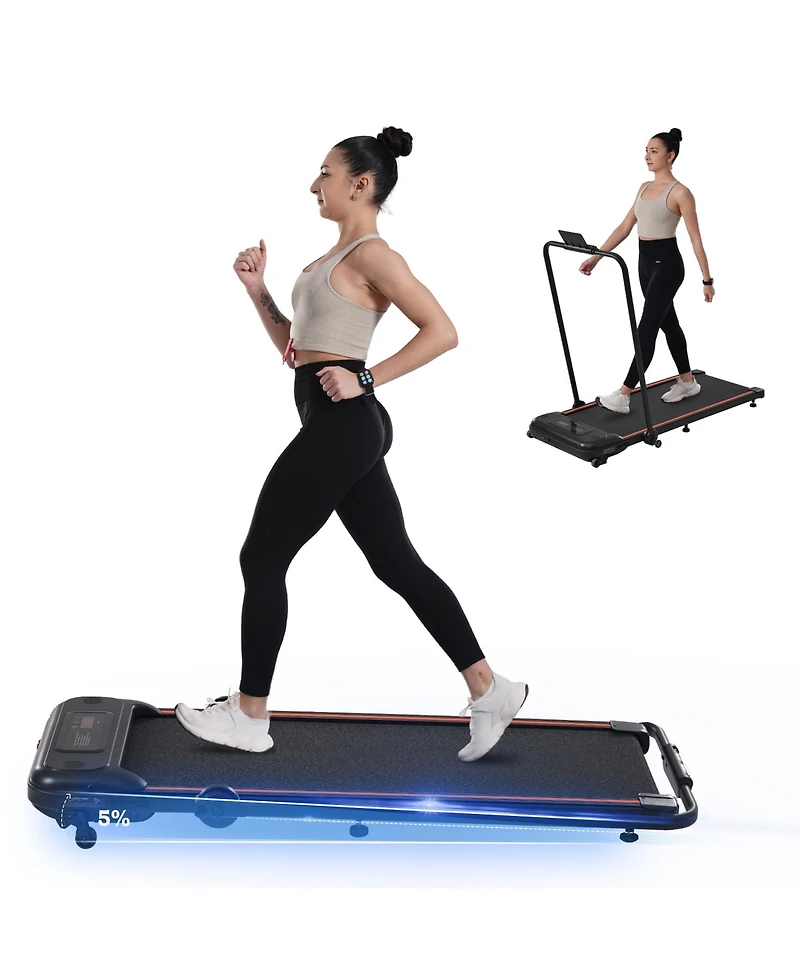 Slickblue Folding Under-Desk Walking Pad Treadmill – 2.5HP, Incline, 0.5-7.5MPH, 265LB Capacity, Dual Speed Control