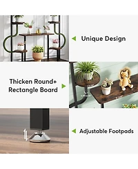 Tribesigns Large Tall Plant Shelf,Wood Indoor Ladder Holder Flower Rack,8-Tier Metal Plant Stand