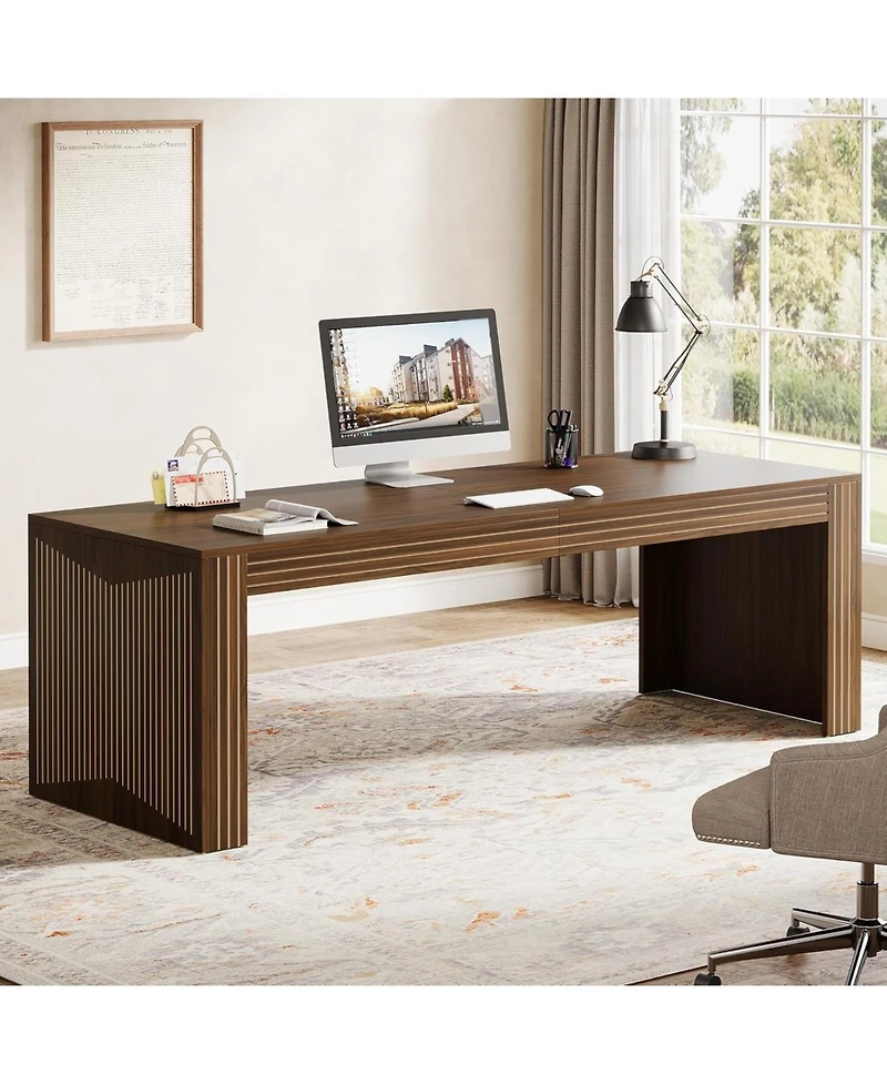 Tribesigns 79-Inch Extra Long Desk, Two Person Desk Double Desk for Home Office, Wooden Long Computer Desk, Writing Table Study Desk for Office