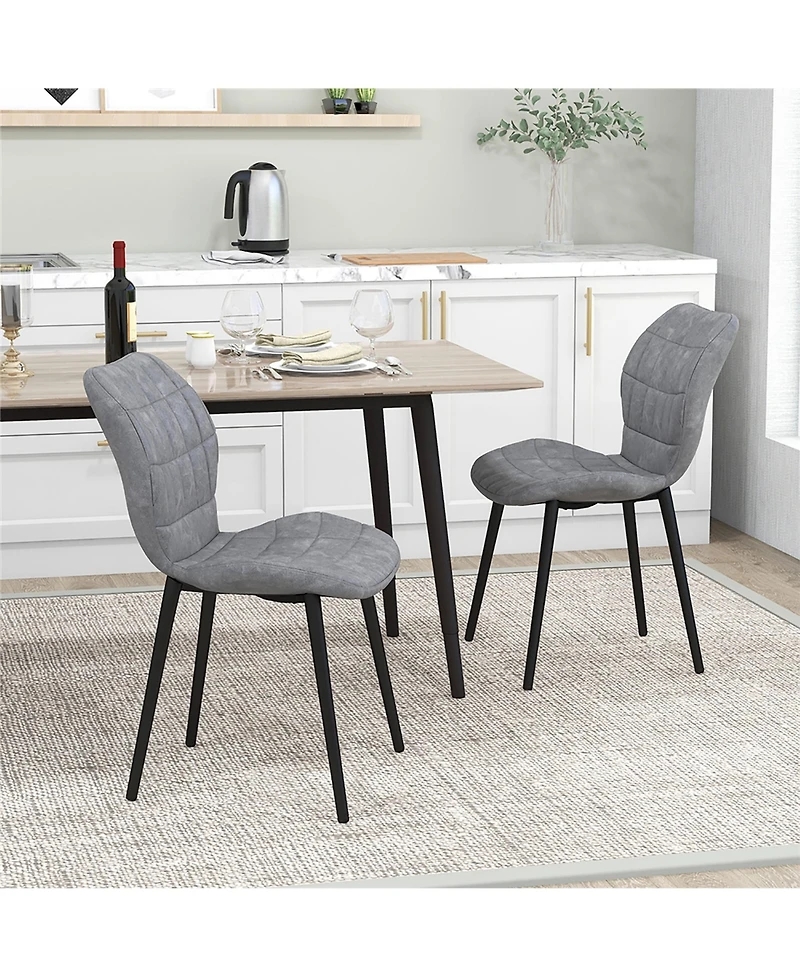 Gymax Dining Chairs Set of 4 w/ Padded Back Metal Legs & 2 Adjustable Foot Pads