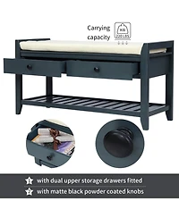 Entryway Shoe Rack Bench with Cushioned Seat and Drawers – Storage Organizer for Hallway or Mudroom