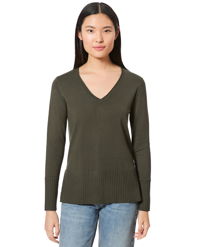 Melissa Paige Women's V-Neck Wide-Hem Wide-Cuff Sweater