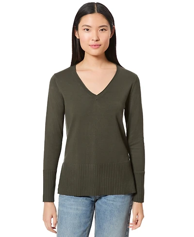 Melissa Paige Women's V-Neck Wide-Hem Wide-Cuff Sweater
