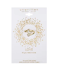 Unwritten Cubic Zirconia and Mother of Pearl Heart Bypass Ring