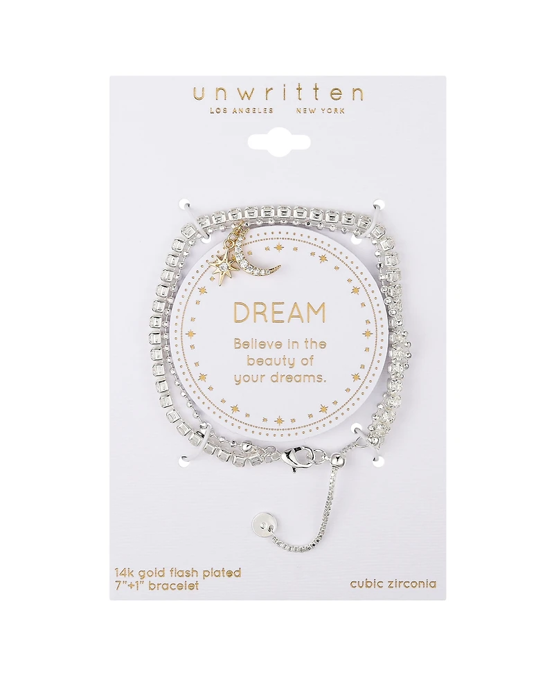 Unwritten Cubic Zirconia Star Moon Tennis and Ball Bracelet